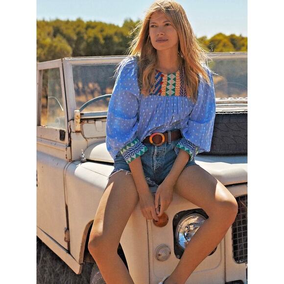 NWT Anthropologie Verb by Rhapsody Embroidered Blouse Boho Peasant Festival XS - Picture 2 of 14